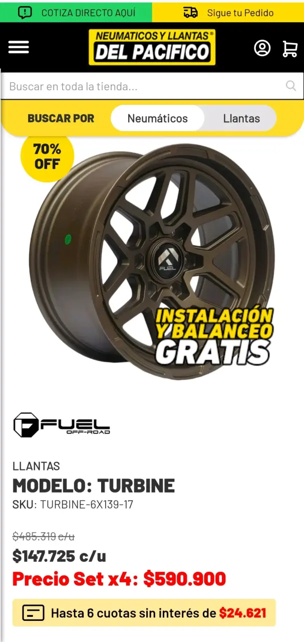Llantas aro 17x8.5 – PCD 6x139 - 5