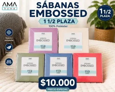 Sábanas Embossed 1 1/2 Plaza Poliéster AMA Home - miniatura 1