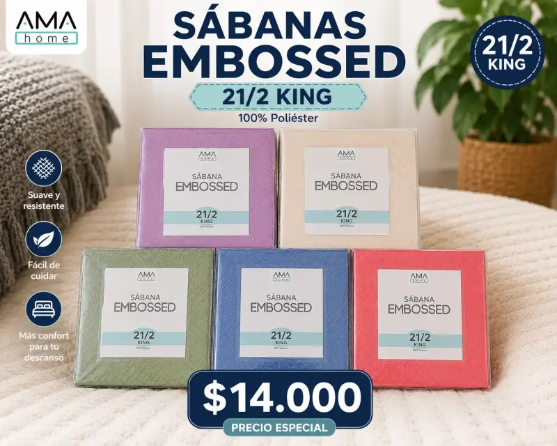 Sábanas Embossed 1 1/2 Plaza Poliéster AMA Home - 2