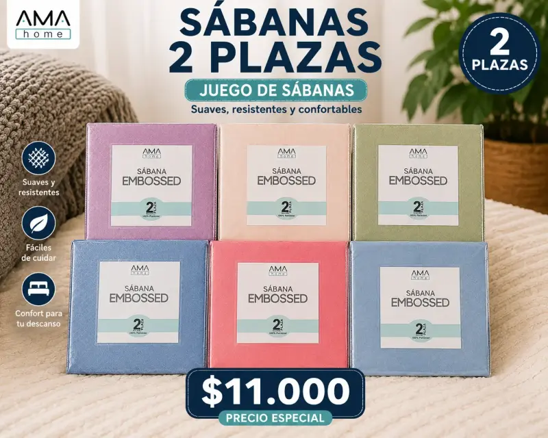Sábanas Embossed 1 1/2 Plaza Poliéster AMA Home - 3