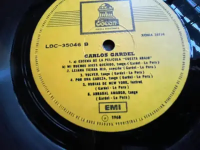 Disco de vinilo Carlos Gardel 1968 perfecto estado - miniatura 3