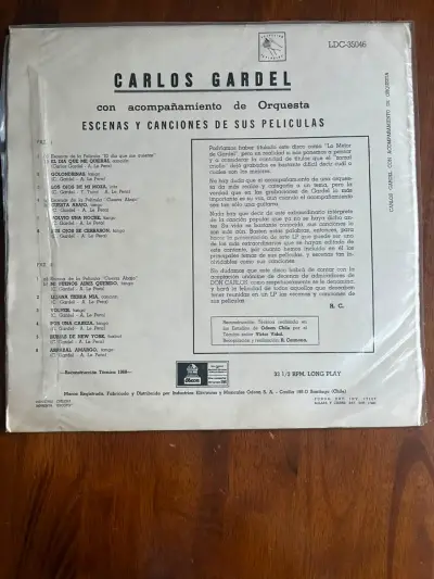 Disco de vinilo Carlos Gardel 1968 perfecto estado - miniatura 5