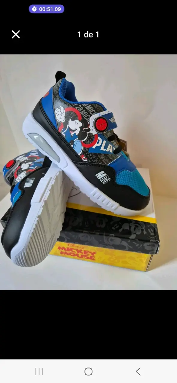 Zapatillas infantiles Mickey Mouse azul y negro
