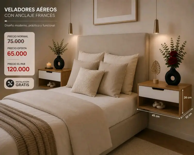 🪵 Velador Aéreo con Anclaje Francés ✨ - 2