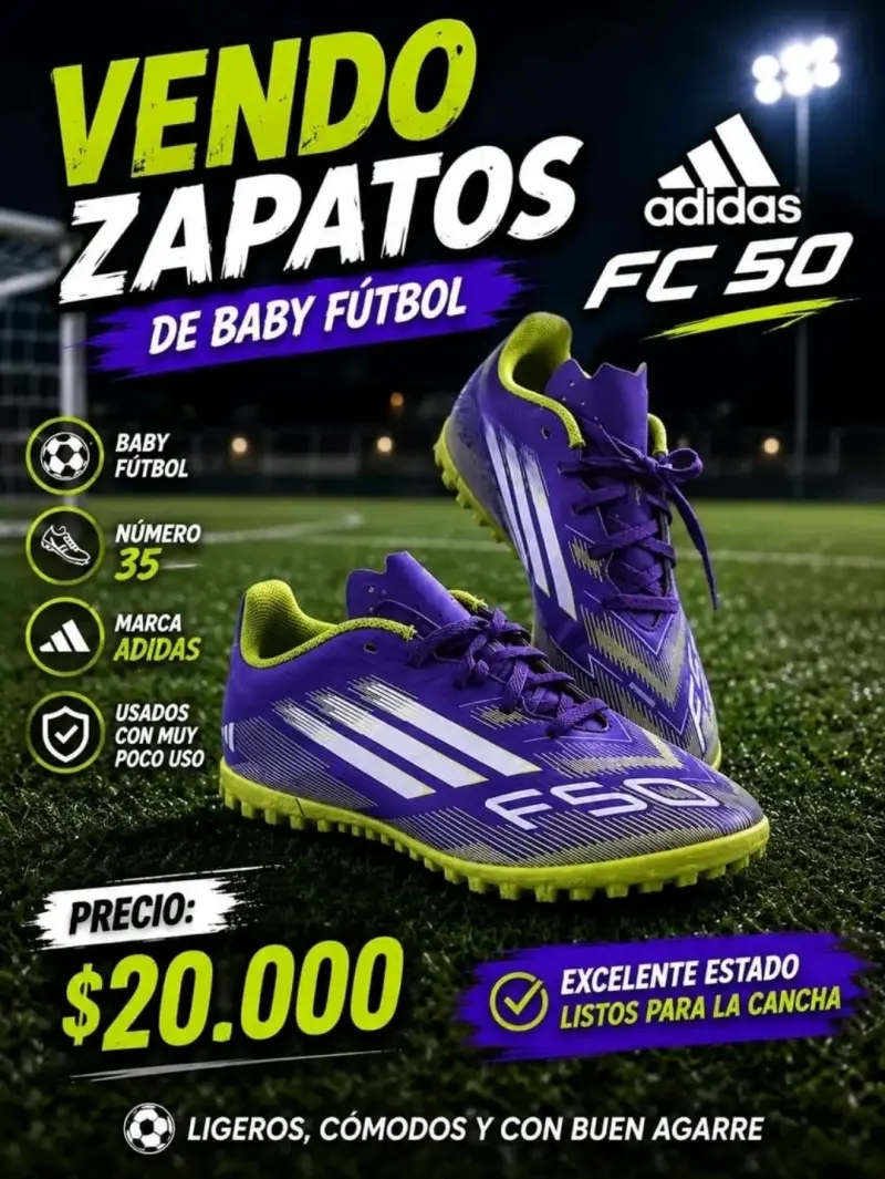 Zapatos de Baby Fútbol Adidas F50 Talla 35