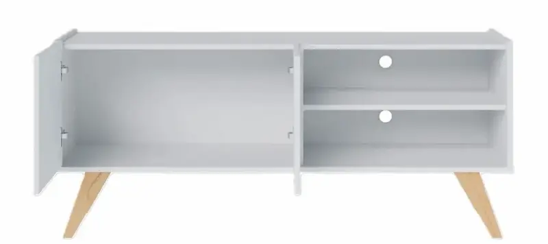 Mueble TV blanco con patas de madera