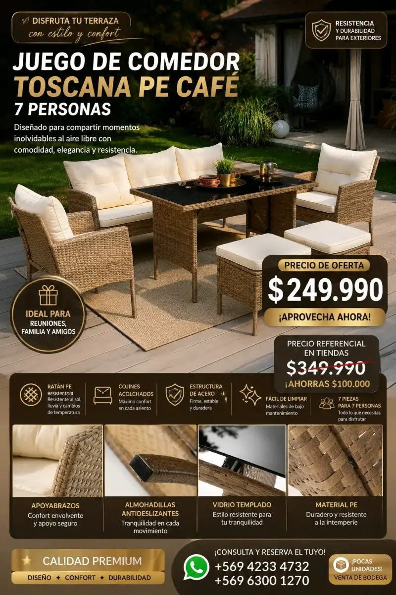 Juego de Comedor Toscana PE Café para 7 Personas - 1