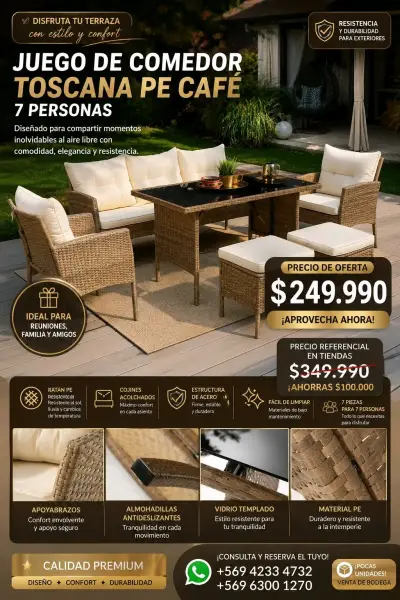 Juego de Comedor Toscana PE Café para 7 Personas - miniatura 1