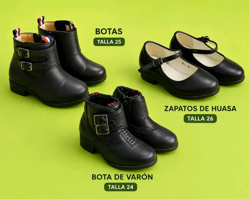 Zapatos de huasa y botas para niños talla 24-26