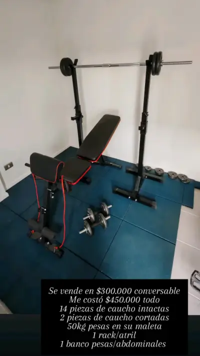 Set de gimnasio con banco y pesas conversable - miniatura 1