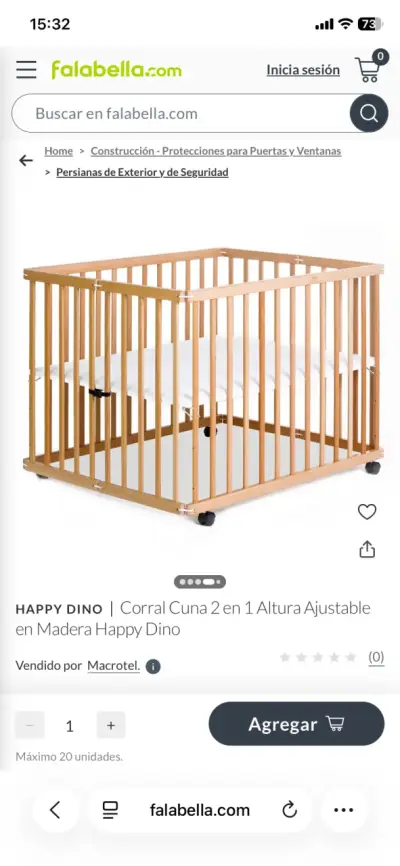 Corral cuna 2 en 1 altura ajustable Happy Dino - miniatura 1