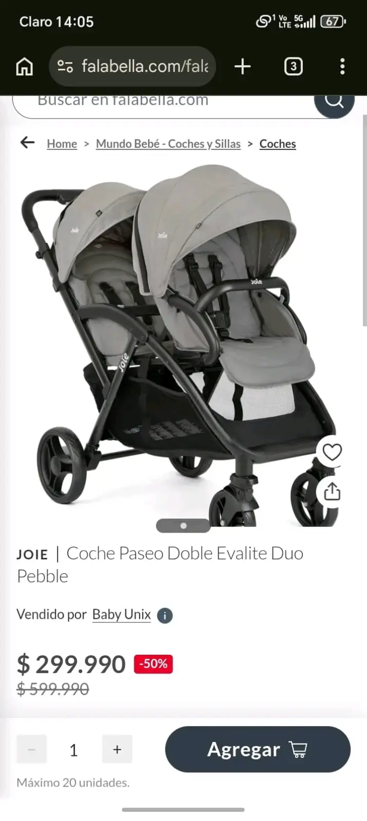 Coche Doble para Bebé Joie Plegable - 6