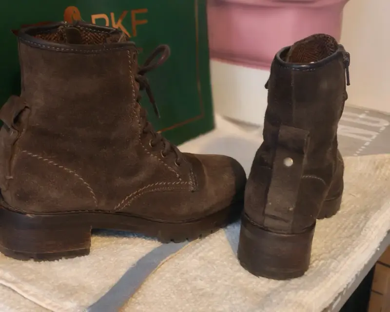 Botas de cuero marrón /verde con cierre lateral - 2