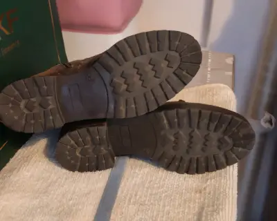 Botas de cuero marrón /verde con cierre lateral - miniatura 5