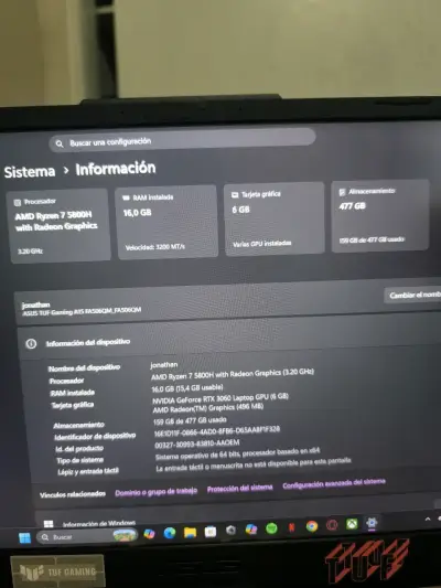 Laptop ASUS TUF Gaming A15 ryzen 7 - miniatura 5
