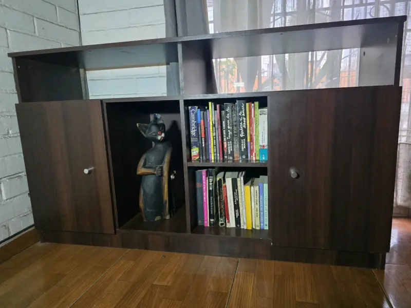 Mueble de madera con estantes y puertas - 1