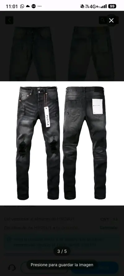 Jeans negros desgastados para hombre - miniatura 1
