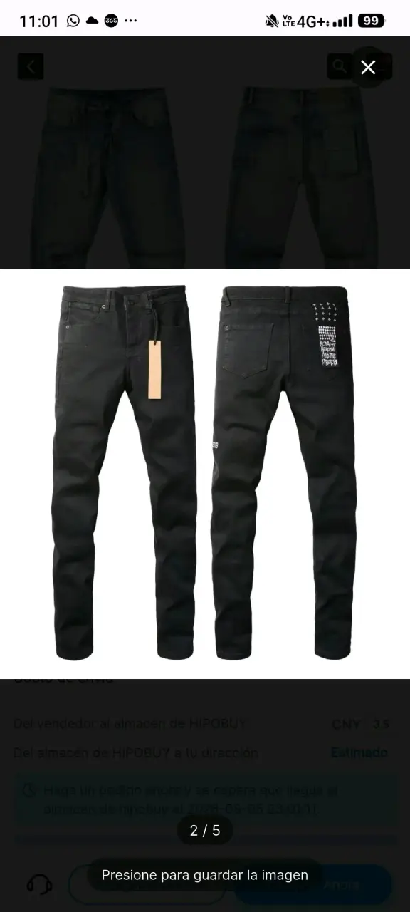 Jeans negros desgastados para hombre - 2