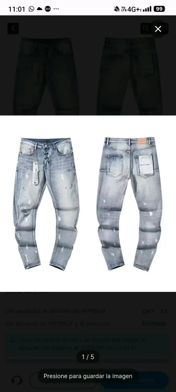 Jeans negros desgastados para hombre - 3