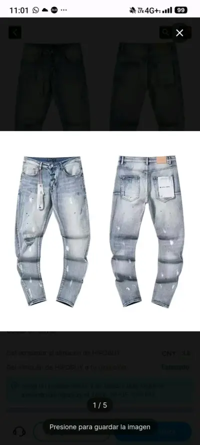 Jeans negros desgastados para hombre - miniatura 3