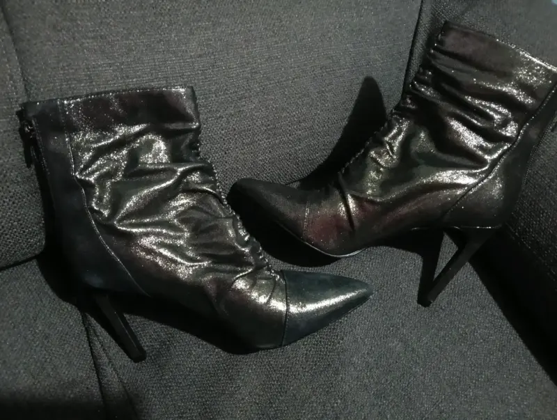 Botines de tacón alto negros brillantes - 3
