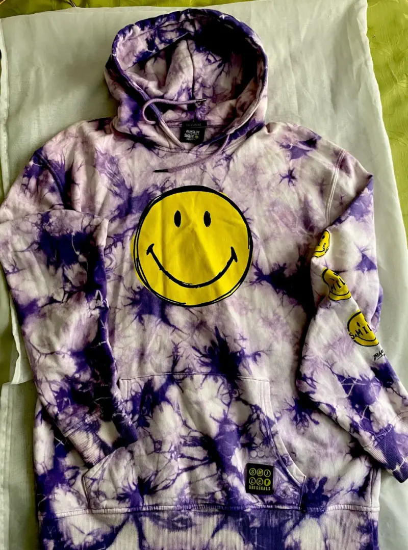 Polerón tie-dye con capucha y diseño Smiley - 1