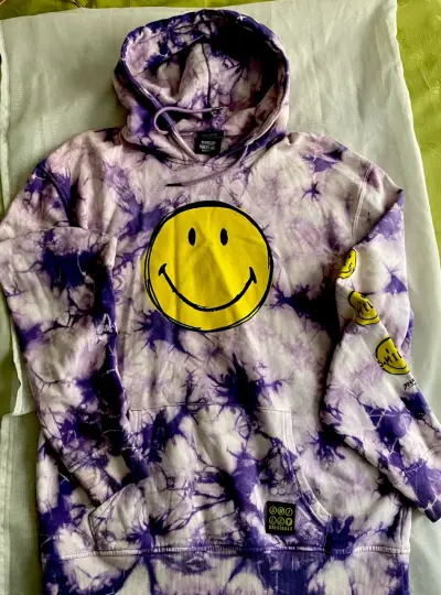 Polerón tie-dye con capucha y diseño Smiley - miniatura 1