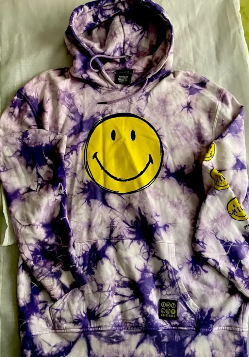 Polerón tie-dye con capucha y diseño Smiley - 2
