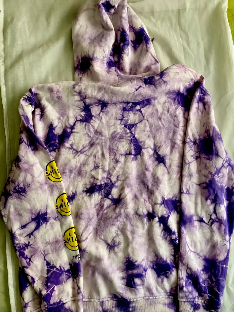 Polerón tie-dye con capucha y diseño Smiley - 3