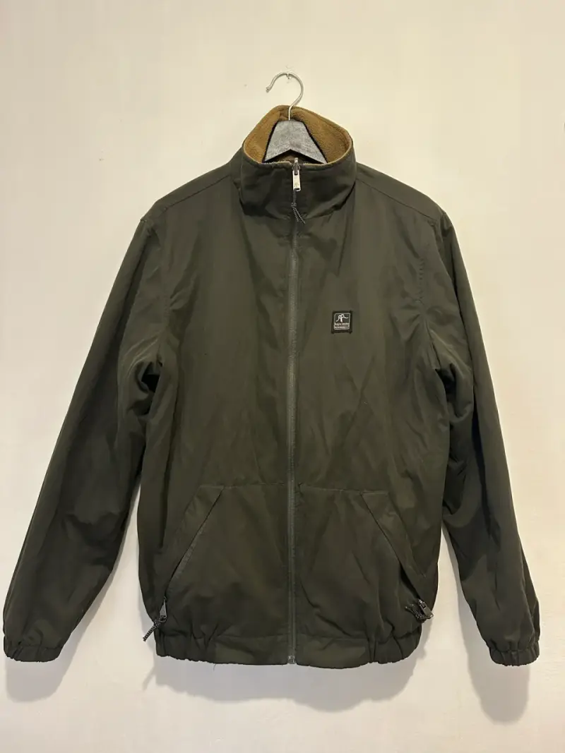 Chaqueta reversible verde y marrón con cierre - 1