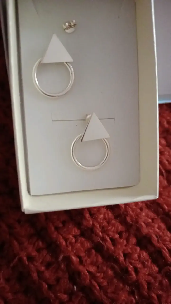 Aros geométricos de plata con triángulo - 1