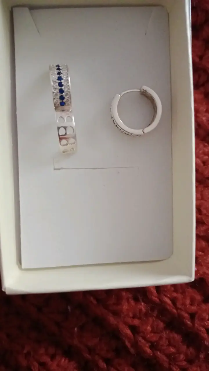 Aros de plata con piedras azules y blancas - 2