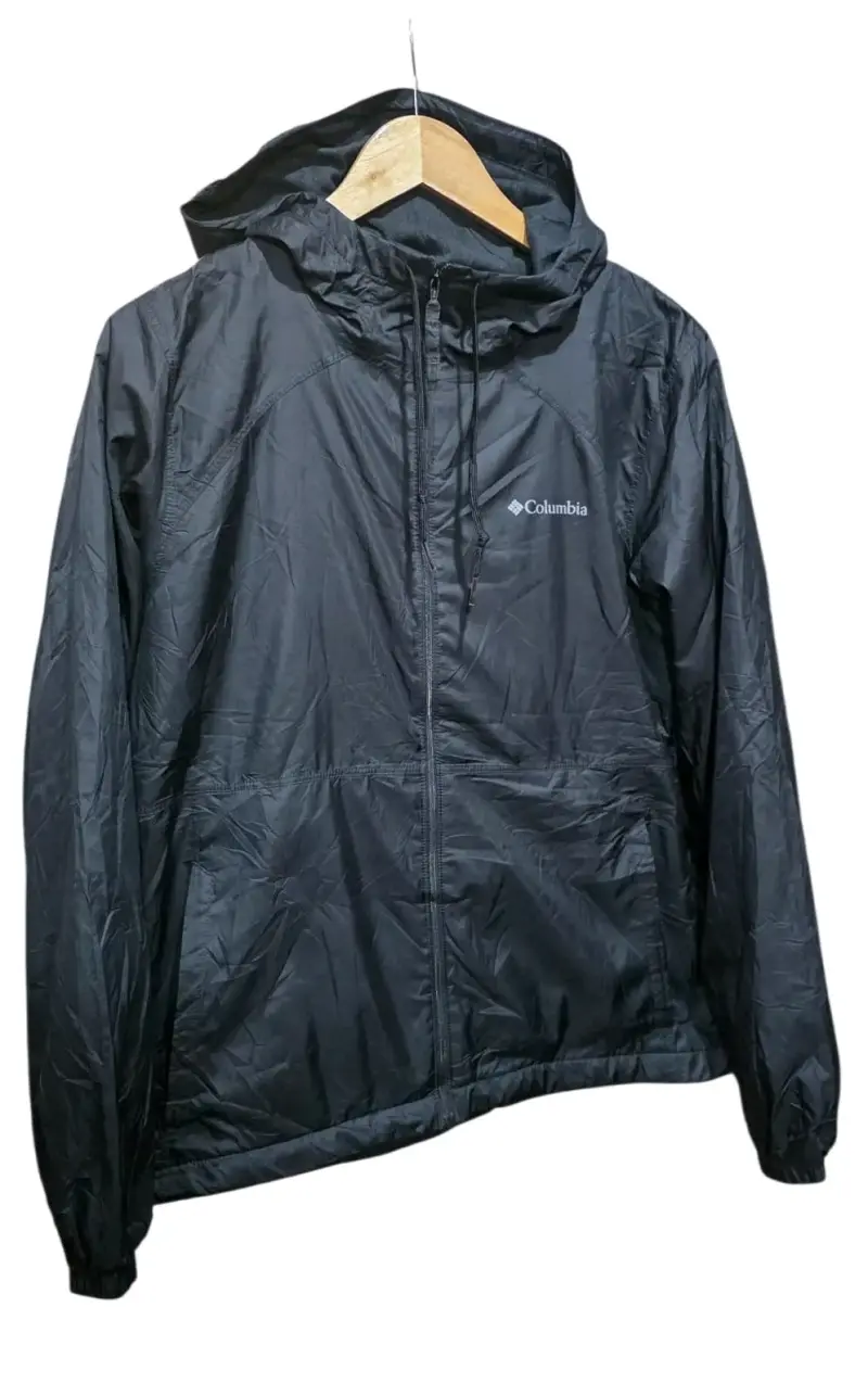 Chaqueta impermeable Columbia negra con capucha - 1