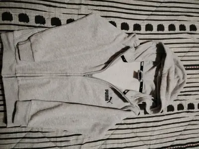 Polerón con capucha gris Puma para niña - miniatura 1