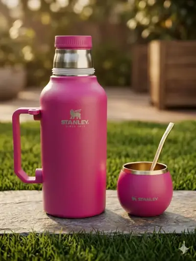 Set de Mate Stanley Rosa con Bombilla de Oro - miniatura 1