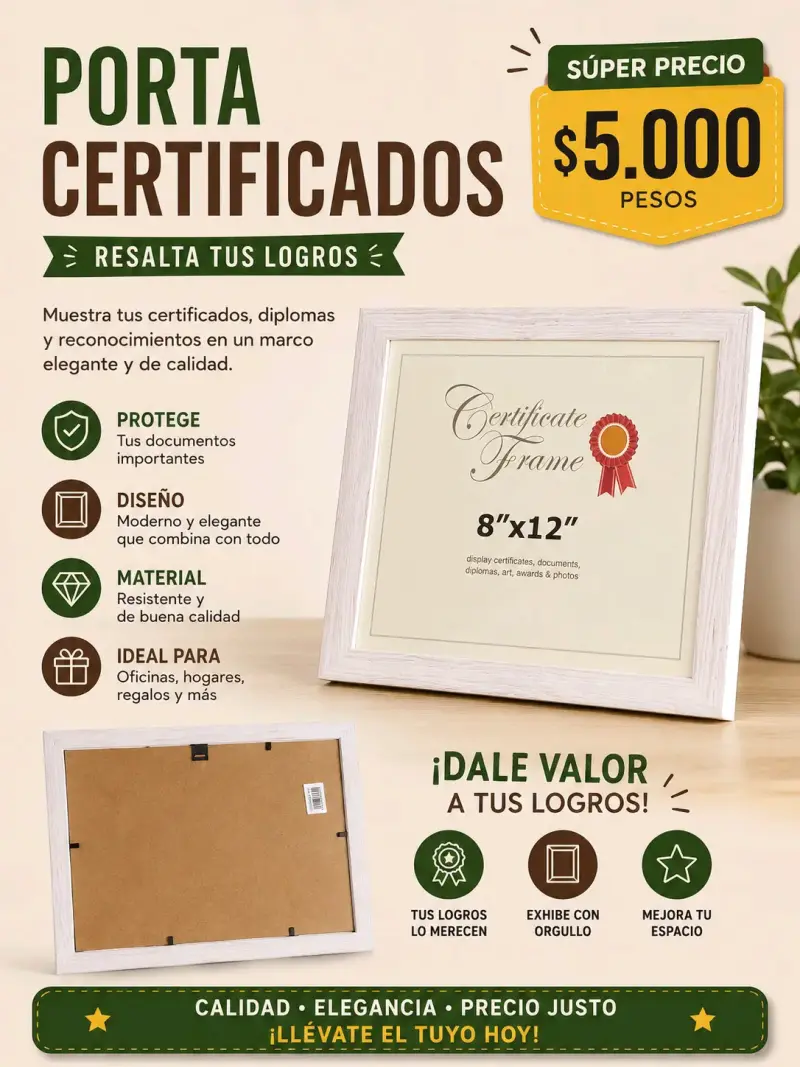 Porta Certificados 8x12 Pulgadas Elegante