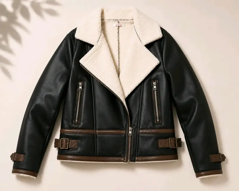 Chaqueta de cuero sintético con forro cálido