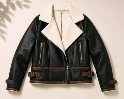 Chaqueta de cuero sintético con forro cálido - miniatura 1