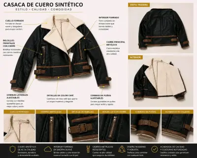 Chaqueta de cuero sintético con forro cálido - miniatura 2