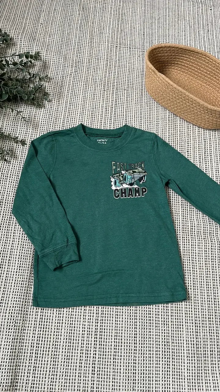 Polera manga larga verde para niño Carter's - 1