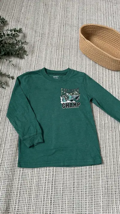 Polera manga larga verde para niño Carter's - miniatura 1