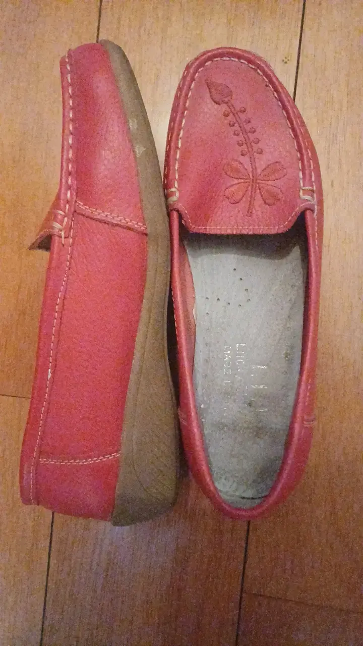 Mocasines rojos de cuero para mujer - 3