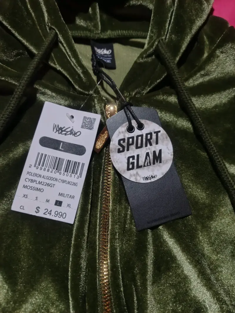 Polerón de terciopelo verde militar Mossimo Sport Glam - 3