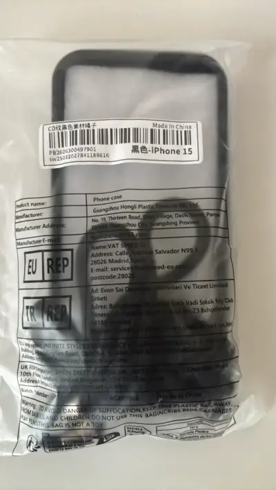 Funda negra con cuerda para iPhone 15 - miniatura 2