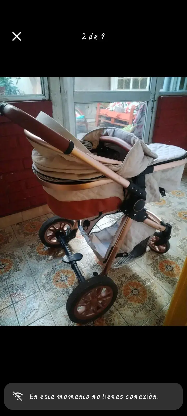 Coche de bebé plegable color beige - 2