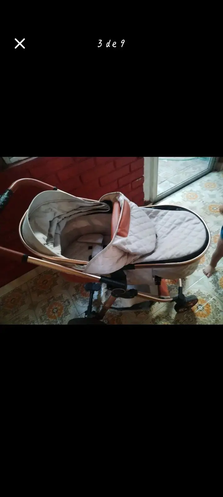 Coche de bebé plegable color beige - 3