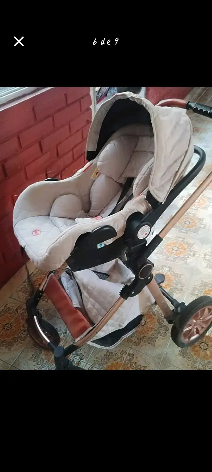 Coche de bebé plegable color beige - 6