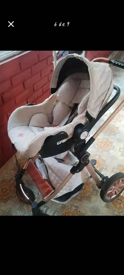 Coche de bebé plegable color beige - miniatura 6
