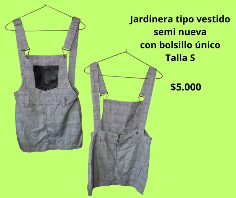 Jardinera tipo vestido con bolsillo único talla S