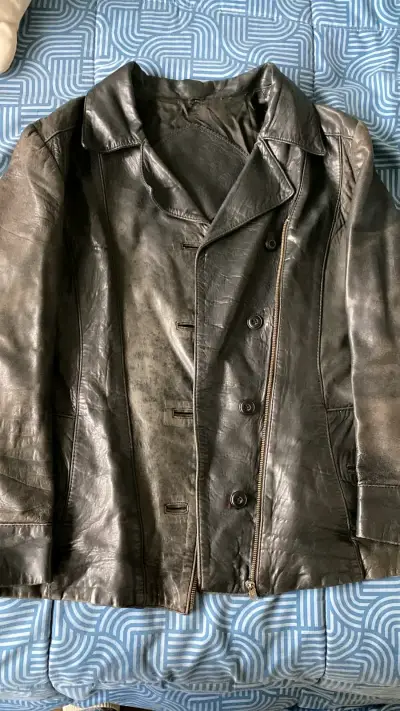 Chaqueta de cuero negra para hombre - miniatura 1